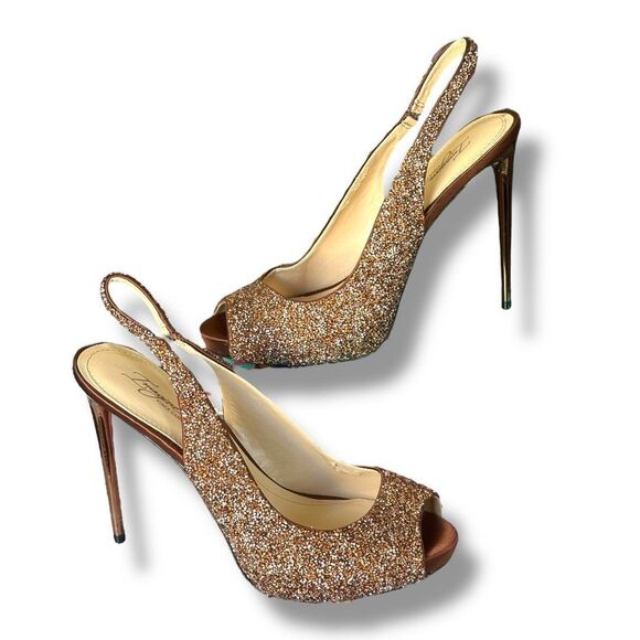 Imagine By Vince Camuto Pavi Crystal Slingback Brown Stiletto Heels 9.5 - Picture 1 of 9